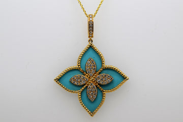Turquoise Necklace | Diamond Pendant